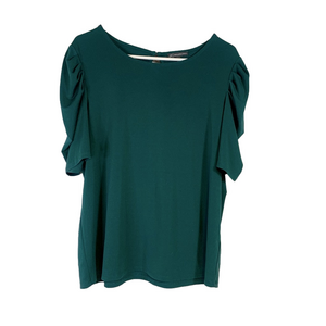 Adrianna Papell Green Blouse With Keyhole Back Button Closure Size Large